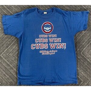 Chicago Cubs VTG 1984 NL East Champions Cubs Win! Blue T-shirt Single Stitch L